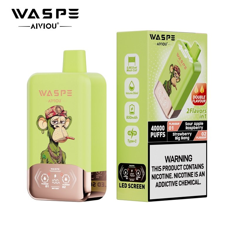 WASPE 40000 Puffs Dual Flavor Disposable Vape – Dual mesh & Smart LED Display - Image 8