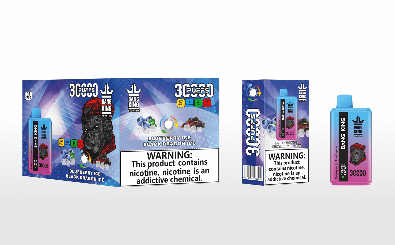 Bang King 30000 Puffs Dual Flavor 2-in-1 Disposable Vape Bulk Wholesale For Sale 36ml Pre-Filled 1.2ohm Mesh Coil Consistent Taste High Puff Count - Image 2