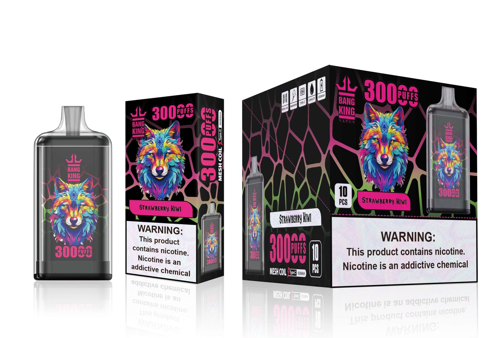 Bang King 30000 Puffs Crystal Vape High Puff Count Disposable Vape (650mAh Battery, 1.0ohm Mesh Coil, Pre-Charged Totem Beast Edition) - Image 5