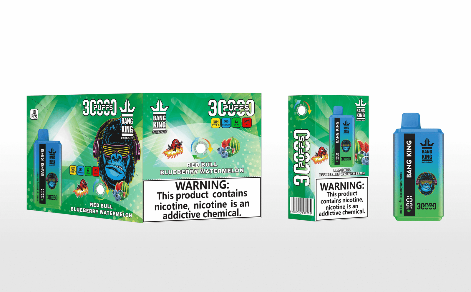 Bang King 30000 Puffs Dual Flavor 2-in-1 Disposable Vape Bulk Wholesale For Sale 36ml Pre-Filled 1.2ohm Mesh Coil Consistent Taste High Puff Count - Image 5