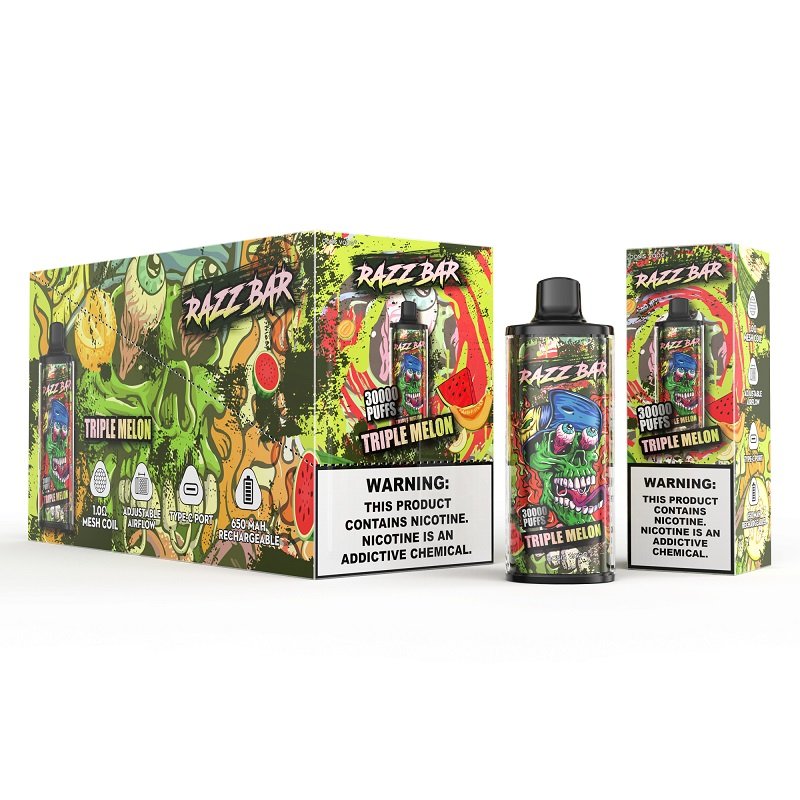 Razz Bar 30k Puffs Disposable Vape Rechargeable Dual Mesh Coil Device with screen - Image 7