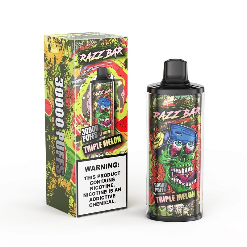 Razz Bar 30k Puffs Disposable Vape Rechargeable Dual Mesh Coil Device with screen