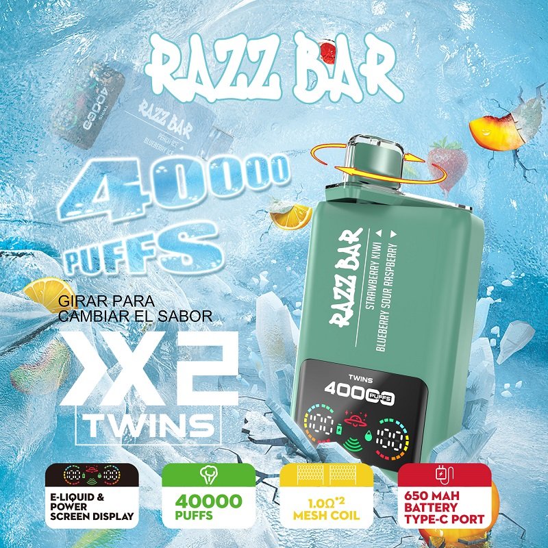 Razz Bar 40000 Puffs Dual Tank Mesh Coil Disposable Vape Rechargeable Twins Flavors - Image 6