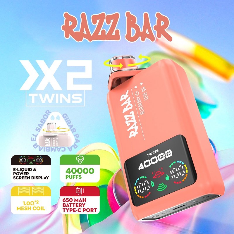 Razz Bar 40000 Puffs Dual Tank Mesh Coil Disposable Vape Rechargeable Twins Flavors - Image 4