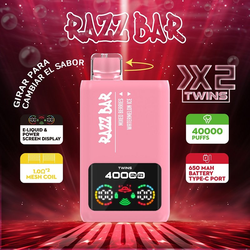 Razz Bar 40000 Puffs Dual Tank Mesh Coil Disposable Vape Rechargeable Twins Flavors - Image 7