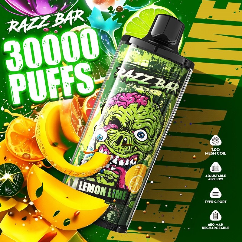 Razz Bar 30k Puffs Disposable Vape Rechargeable Dual Mesh Coil Device with screen - Image 8