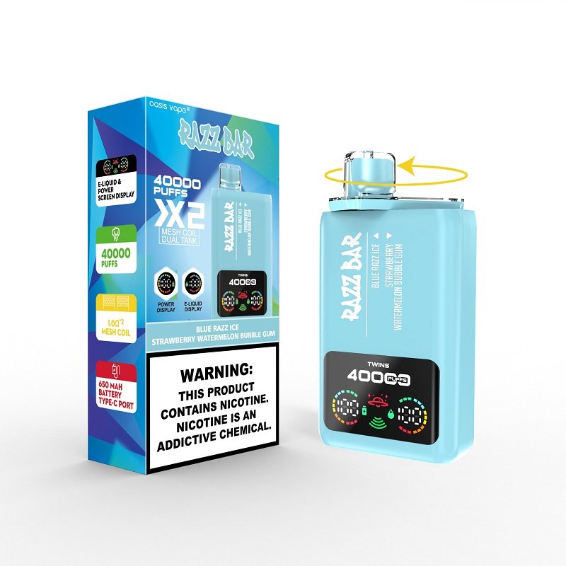 Razz Bar 40000 Puffs Dual Tank Mesh Coil Disposable Vape Rechargeable Twins Flavors - Image 8