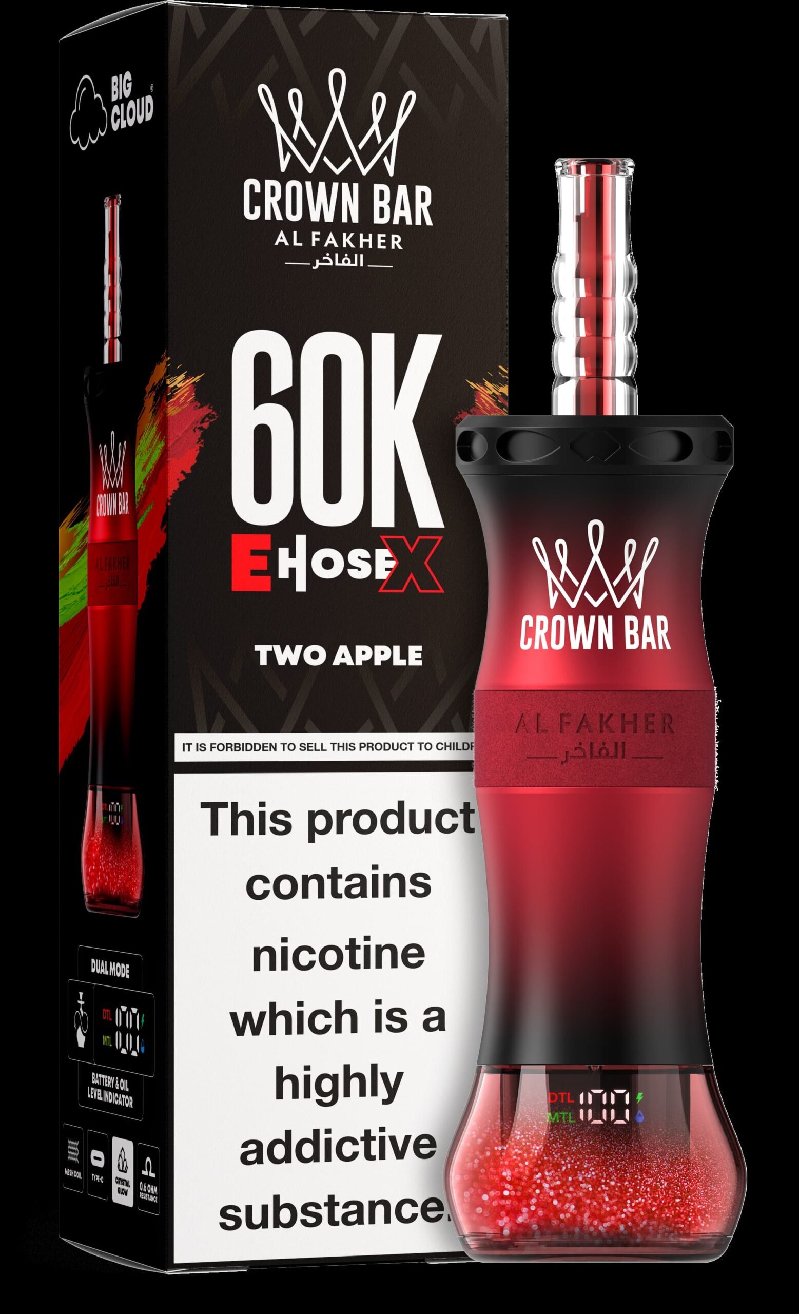 Al Fakher Crown Bar 60K Puffs EHOSE X Rechargeable Mesh Coil – Visible Oil Shisha Hookah Disposable Vape - Image 8