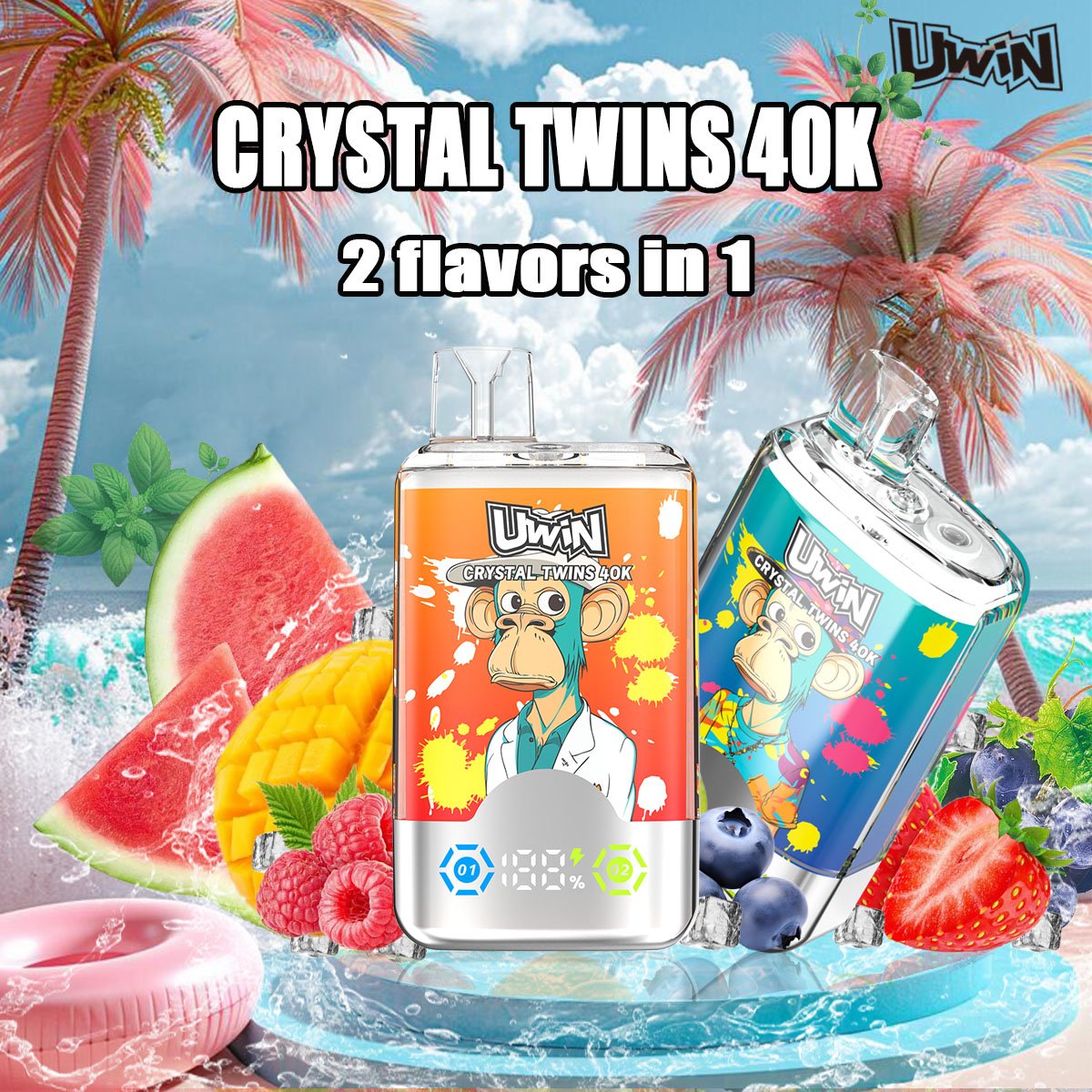 Uwin X RandM Twins Crystal 40K Puffs Dual Flavor Rechargeable Disposable Vape - Image 6