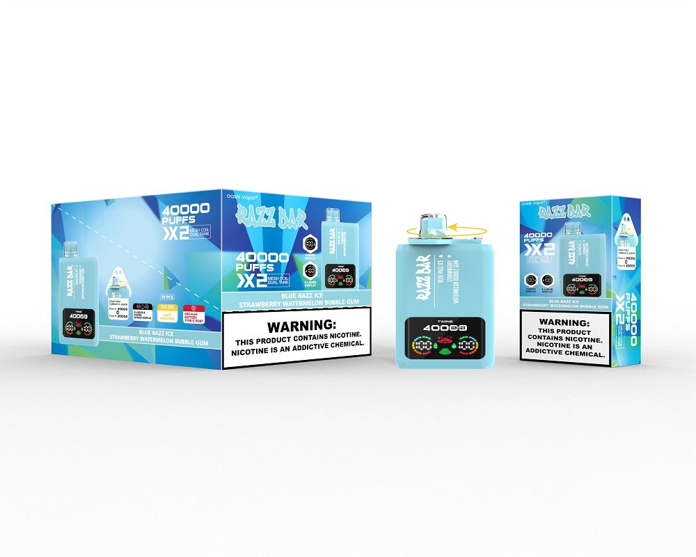 Razz Bar 40000 Puffs Dual Tank Mesh Coil Disposable Vape Rechargeable Twins Flavors - Image 9